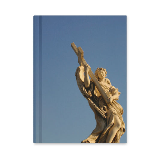 Angel hardcover journal — matte cover featuring Denise Kiernan's photograph of the Ercole Ferrata angel statue on Rome's Ponte Sant'Angelo